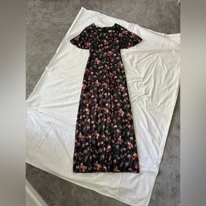 Vintage 60s / 70s Gay Gibson Floral Maxi Dress with Butterfly Sleeves Size Small